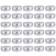 30 Stuks Ronde Metalen Lippenbalsem Blikjes met Schroefdop, Deksels (1Oz)