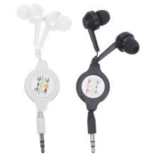 2Pcs Assorted Color in-Ear Retractable Earphone Wired Earbuds for Home
