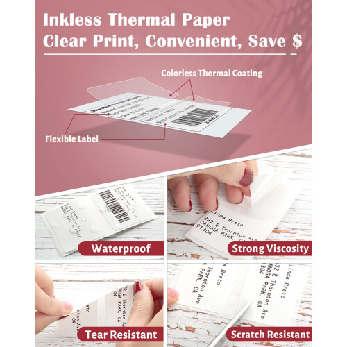 Phomemo Thermal Label - Self-Adhesive, 50mm*80mm, 100 White Labels/roll 2