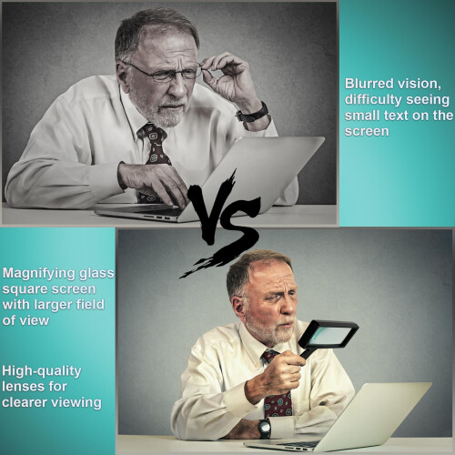 Large Rectangular Handheld Magnifying Glass?3X Magnification?2''x4''inches Handheld Magnifier?Scratch Resistant Glass Lens?Large Horizontal Viewing 2