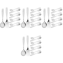 20Sets Baby Feeding Spoon and Fork Toddler Utensil Set Durable Silver