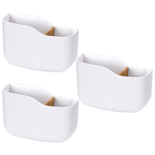 3Pcs Space Saving Wall Mounted Remote Organizer Bamboo Divider White
