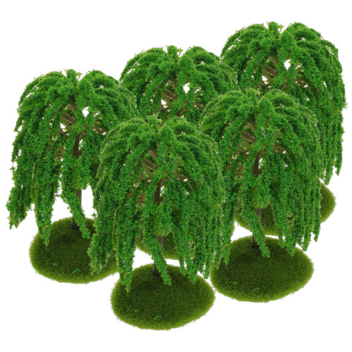 5Stk Grüne Mini Simulation Weidenbäume Für Diorama Garten