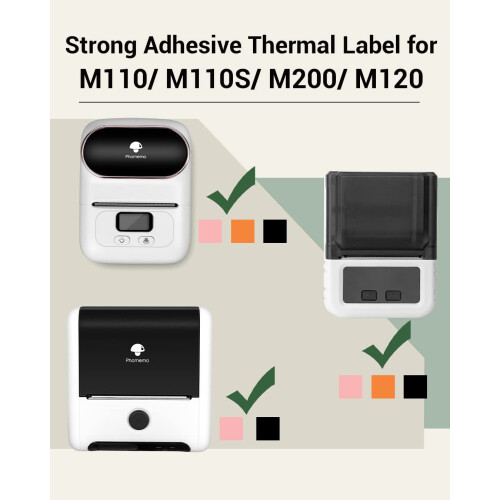 Phomemo 3 Rolls M110 Label, 1.57?x1.18? (40x30mm), 690 Labels, White, Rectangular, Thermal Label 2
