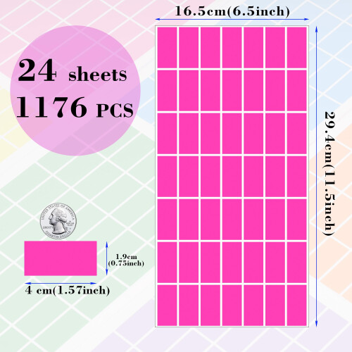 1176 Pack Rectangular Coloured Stickers Labels,12 Colours Rainbow Sticky Label,4cm x 1.9cm Color Coding Labels Assorted Stickers by YSHIHE 1