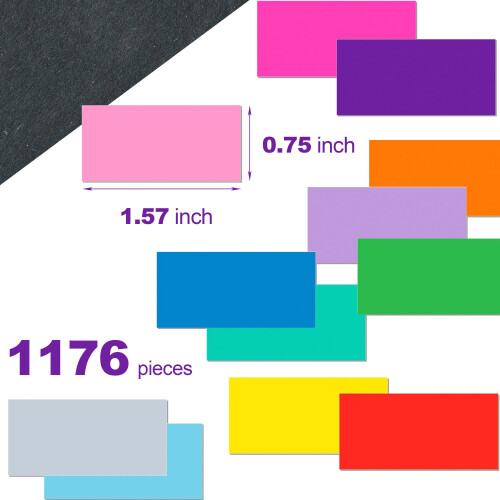 1176 Pack Rectangular Coloured Stickers Labels,12 Colours Rainbow Sticky Label,4cm x 1.9cm Color Coding Labels Assorted Stickers by YSHIHE 2