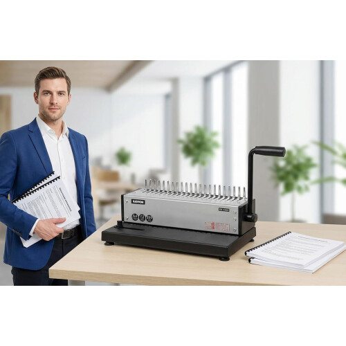 RAYSON Comb Binding Machine, Binds 200 Sheets, 21-Hole, with Plastic Comb Set for Daily Binding, SD-1201 1