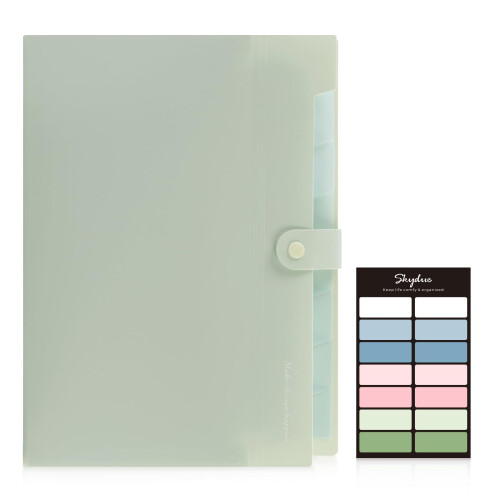 Skydue Expanding File with 8 Compartments, A4 Folder / Document Bag Organiser for Office, Home, School Documents (Light Green) 1