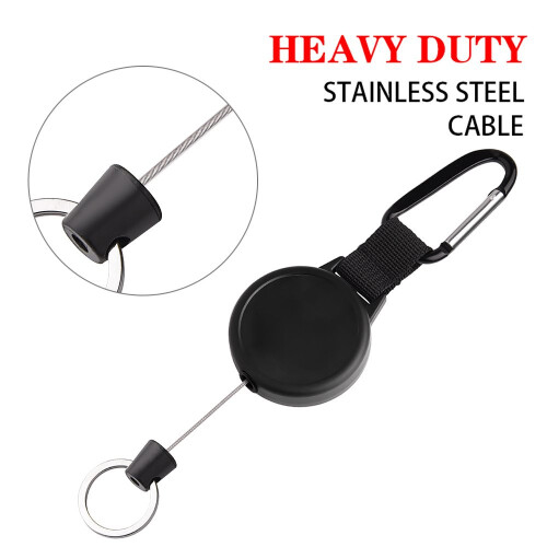 KUUQA Heavy Duty Retractable Keychain, Black, Taille unique, Chain 2