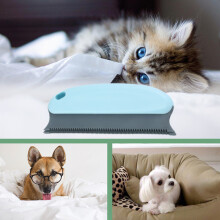 (Dark blue) Reusable Pet Dog Cat Hair Remover Sofa Carpet Clothes Bed Lint Cleaning Brush