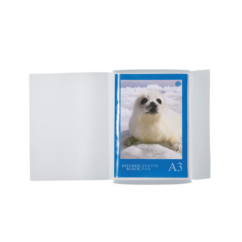 HERMA Elastic Folder Translucent in White A3, Sturdy Plastic, with 3 Inner Flaps, 1 Span Folder 2
