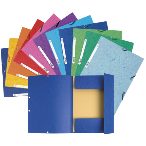 Exacompta - Ref 55510AMZE - Glossy Elasticated Folder - Suitable for A4 Documents, 400gsm Glossy Card, Spine Label for Easy Identification - Assorted 2