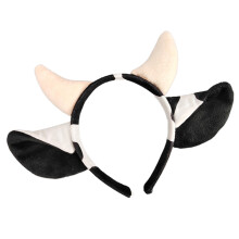 Kids Adult Animal Costume Cow Ears-Headband black white