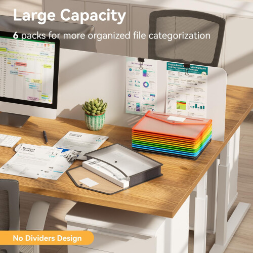 A4 Plastic Wallets, 6 PCS Popper Wallet Plastic Folders Document Files Folders Envelope Pockets Large Capacity with Button Closure,Waterproof 2
