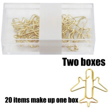50Pcs Aircraft Paperclips Metal Paper Clip Metal Bookmarks-gold