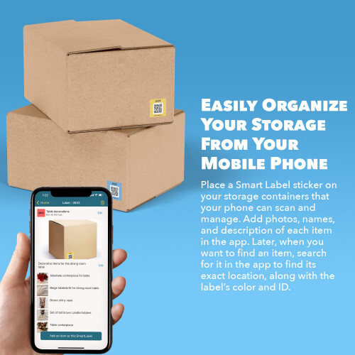 QR Code Smart Labels | Color Coded Scannable Stickers for Storage Bins, Moving Containers & Organization | Pack and Track Inventory on iOS & Android 1