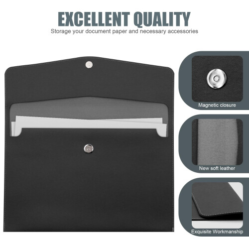 A4 Document File Folder, New Soft Leather A4 Pocket Envelope Folder Wallets,Waterproof Expanding File Organizer Portfolio Storage,File Organizer 2