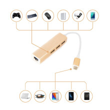 (Gold) Type C USB 3.1 to HUB 3 Port & RJ45 Gigabit Ethernet Adapter 3.0 USB-C
