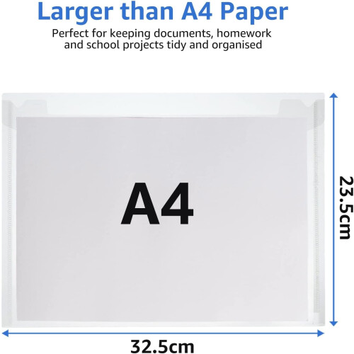 Plastic Wallets Folders - 25 Pcs A4 Clear Plastic Popper Wallet Document Folder with Button Closure - AVARTEK 1