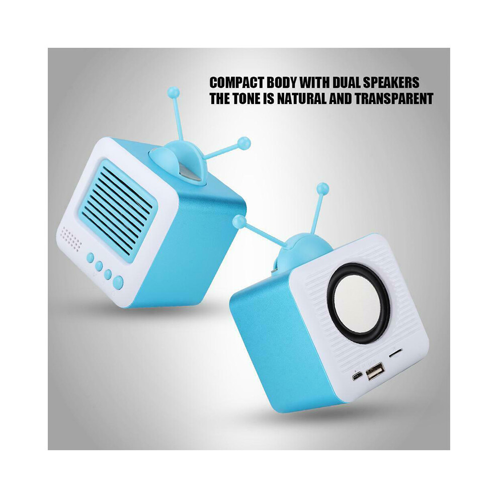 (Blue) Portable Retro Tv Style Tooth Speaker Wireless Stereo Subwoofer Fm Radio Blue 110691429155