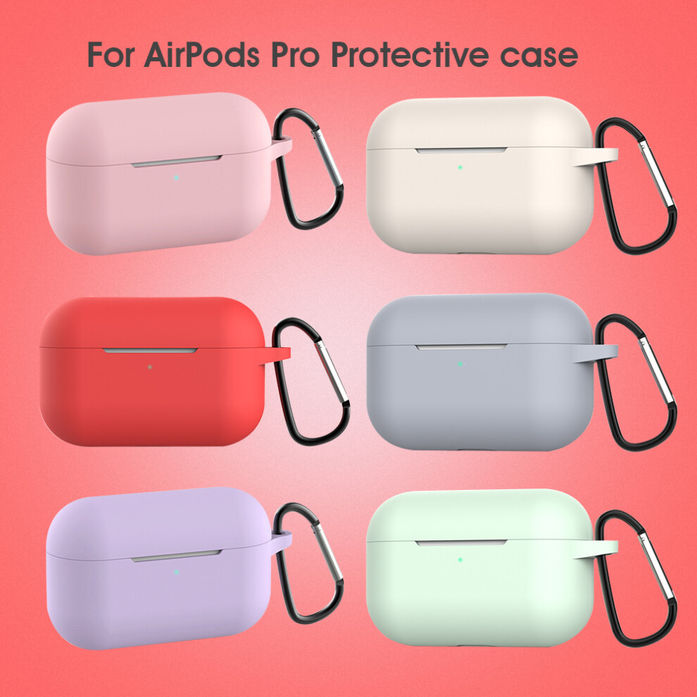 (Black) Rubber Case For Airpods Pro Charging Case+Keychain Protective Cover Black 110691425751