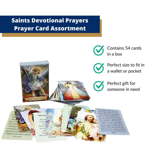 Pack of 54 Assorted Holy Cards with Prayers and Catholic Saints 2