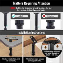 4 PCS Adjustable Height Bed Support Legs 7.8-13 Inch Heavy Duty Bed Frame Support Legs for Bed Slat and Frame Support