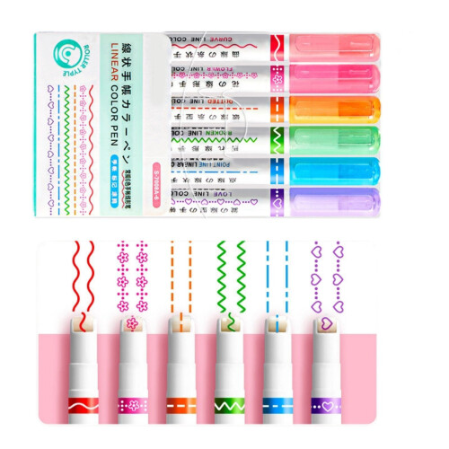 Lot de 6 stylos à dessin créatifs, couleurs assorties,-Type A