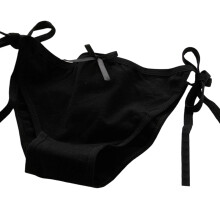 Cravate latérale taille basse femmes slips coton tissu-Noir