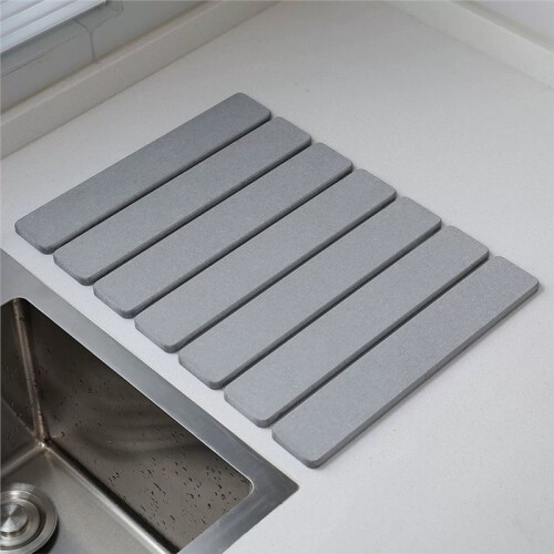 Kitchen Drying Mat Foldable Absorbent Drying Mat Nonslip Drying Pad Coffee Dish Drainer Mat Stone Kitchen Accessories 2