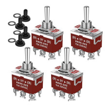 4 Stück Momentan-Kippschalter, Malicele DPDT 6-Polig (ein)-Aus-(ein), Wasserdicht, 30 A 12 V , 15 A 250 V AC, Marine-Kippschalter