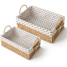 2 Pack Wicker Baskets for Storage, Toilet Paper Basket with Handles, for Toilet,Gifts Empty, Outdoor Picnic & Home Decor