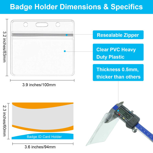 SumDirect Thick Clear Plastic Horizontal Badge Holders, Name Tag Holders, Card Holders (50) 1