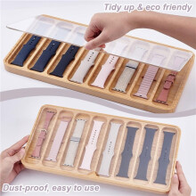 Organizador Correas Reloj Madera con 8 Ranuras, Estuche Almacenamiento para Relojes, Bandeja Organizadora Correas Reloj, Caja Almacenamiento para