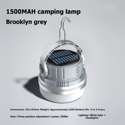 Portable Camping Light Waterproof USB Solar Charging 1500mah 3-Speed Adjustable A 1