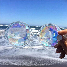 3X Kaleidoscope Glasses Rave Festival Party Sunglasses Diffracted Lens-Transparent
