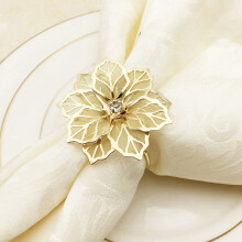 100Pcs Flower Design Napkin Rings Gold Napkin Buckle Napkin Ring Holder Hotel Restaurant Wedding Party West Dinner Table