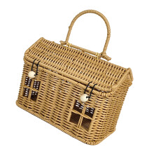 Picknickmand met handgreep, geweven rotan,-Lichte kleur