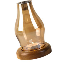 Elegante glazen en houten wierookverwarmer-Goud