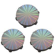 3 Pcs 8 Inch Wooden Tambourine Handbell Hand Drum Reflective Percussion Instrument Toy Dancing Singing