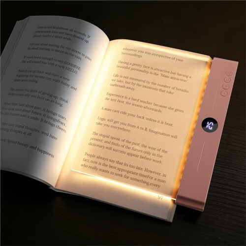 Flat Book Light Rechargeable Clear LED  Reading Light with Timer Dimmable Eye Protection for Bedside Travel Study C 2