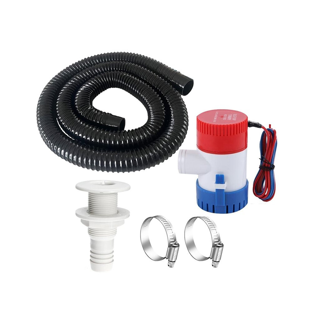 1-1/8 Boat Bilge Pump Hose Kit,1100Gph Electric 12V Bilge Pump Can Choose,1-1/8 Dia 6.5 Ft Kink-Free Pvc Hose 4714053071936