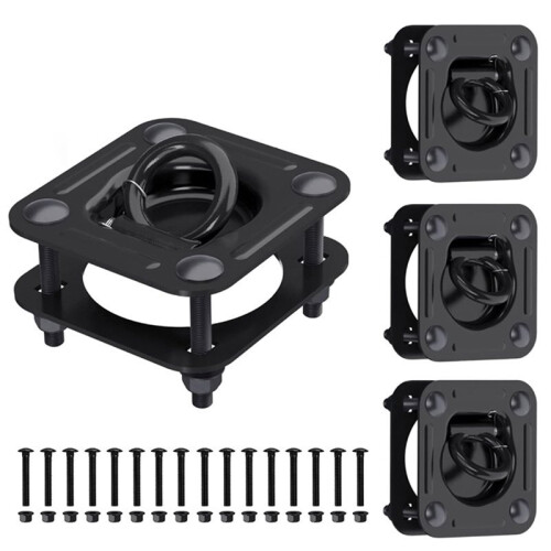 Cargo Box Securing Recessed D-Ring Tie Down Anchors (6,000 Lb. Capacity), for Trailer or Deliveries Cargo Box Pull Ring