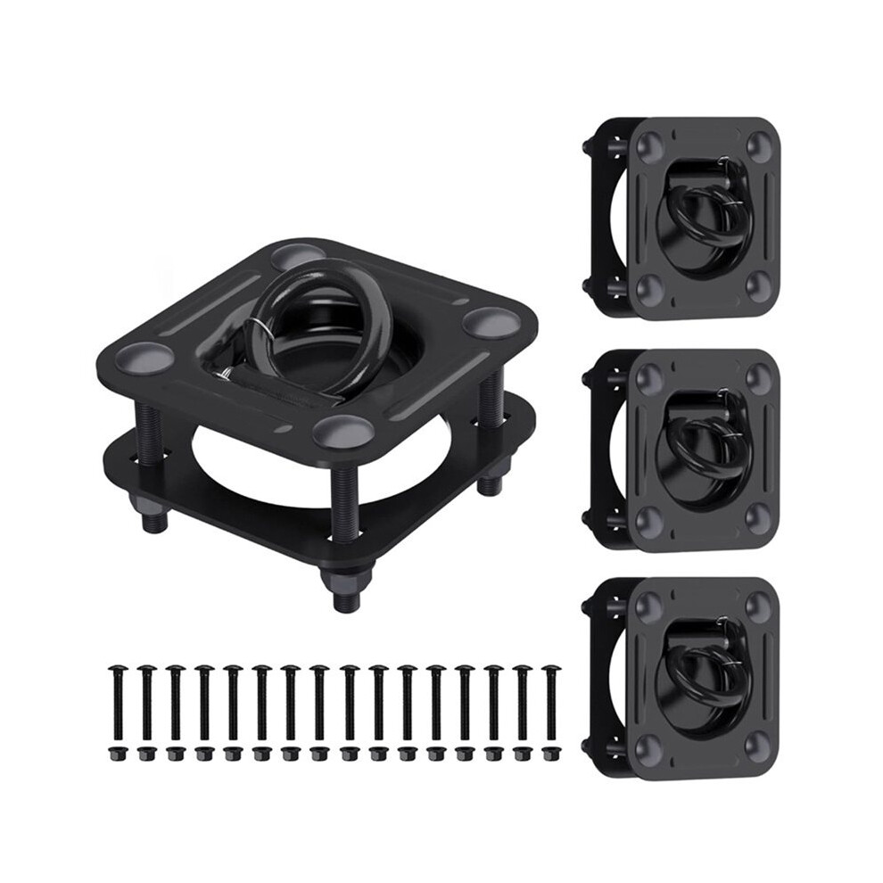 Cargo Box Securing Recessed D-Ring Tie Down Anchors (6,000 Lb. Capacity), For Trailer Or Deliveries Cargo Box Pull Ring Black 6032810406752