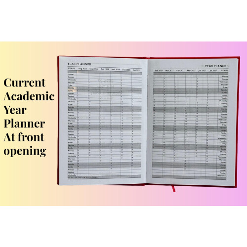 A4 Academic Diary 2026-2027 Week to View Hardback Case Bound - BLACK 2