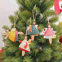 12 PCS Christmas Metal Dancing Angel Pendants Christmas Tree Hanging Ornaments Xmas Tree Doll Decorations for Home Party