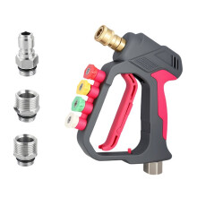 High Pressure Car Wash Gun Set with 4-Color Nozzle with 3 Adapter Anti- Rotating Short Gun for Home Use