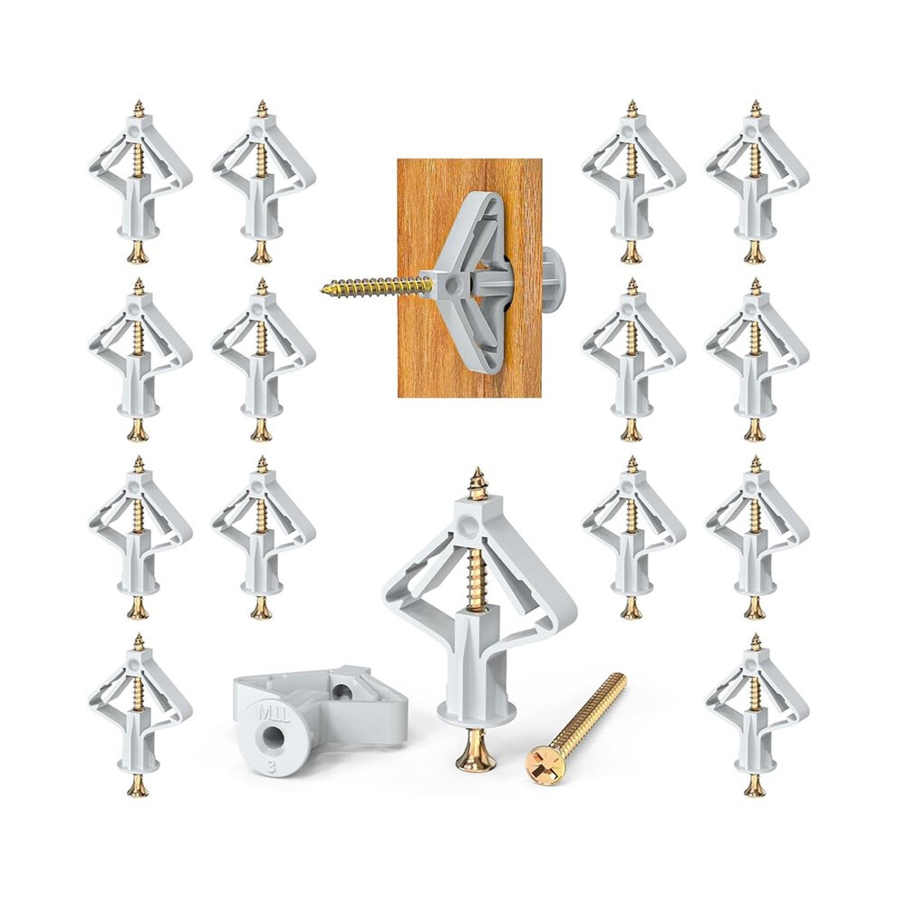 100Pcs Plasterboard Wall Plugs And Screws Set, Anti-Rotational Expansion Tube And Plasterboard Anchor Screws 4711839159154