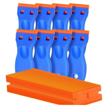8PCS Non-Scratch Plastic Blade Scraper Tool with 100PCS Blades for Safe Adhesive Removal