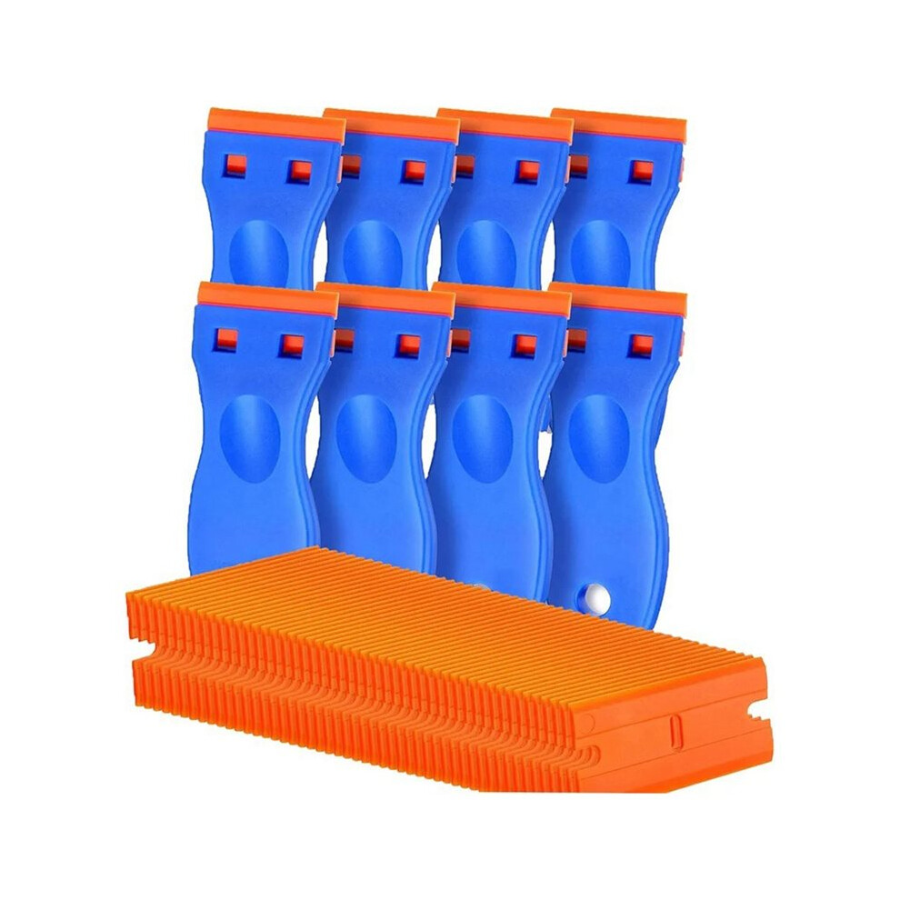 8Pcs Non-Scratch Plastic Blade Scraper Tool With 100Pcs Blades For Safe Adhesive Removal 4711424364130